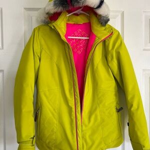 Kids Lime Green and Pink ski jacket